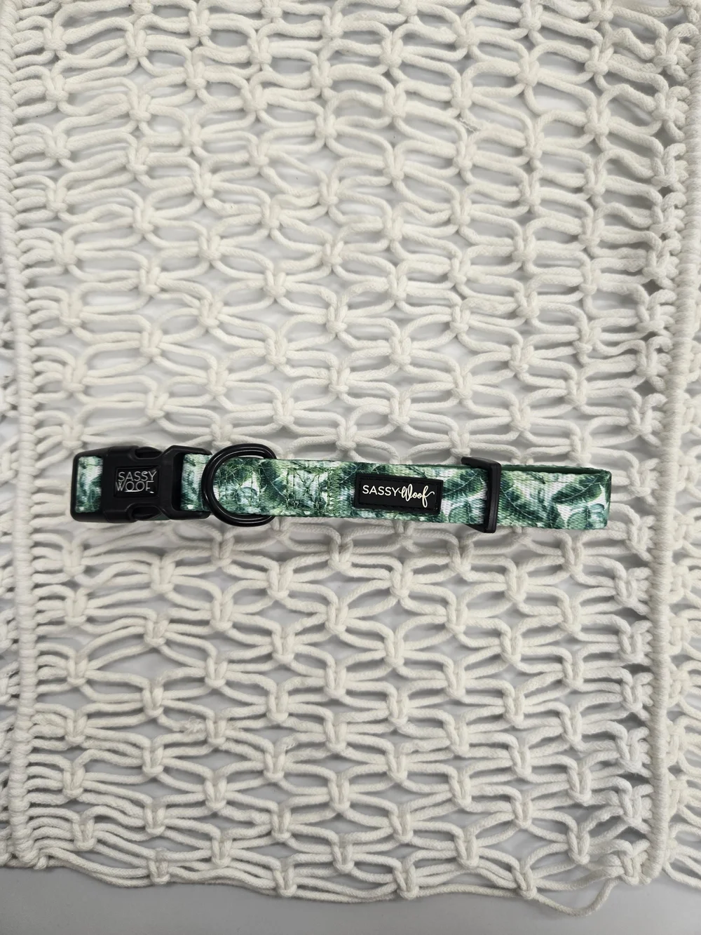 Sassy Woof Green Leaf Pattern Dog Collar - MEDIUM